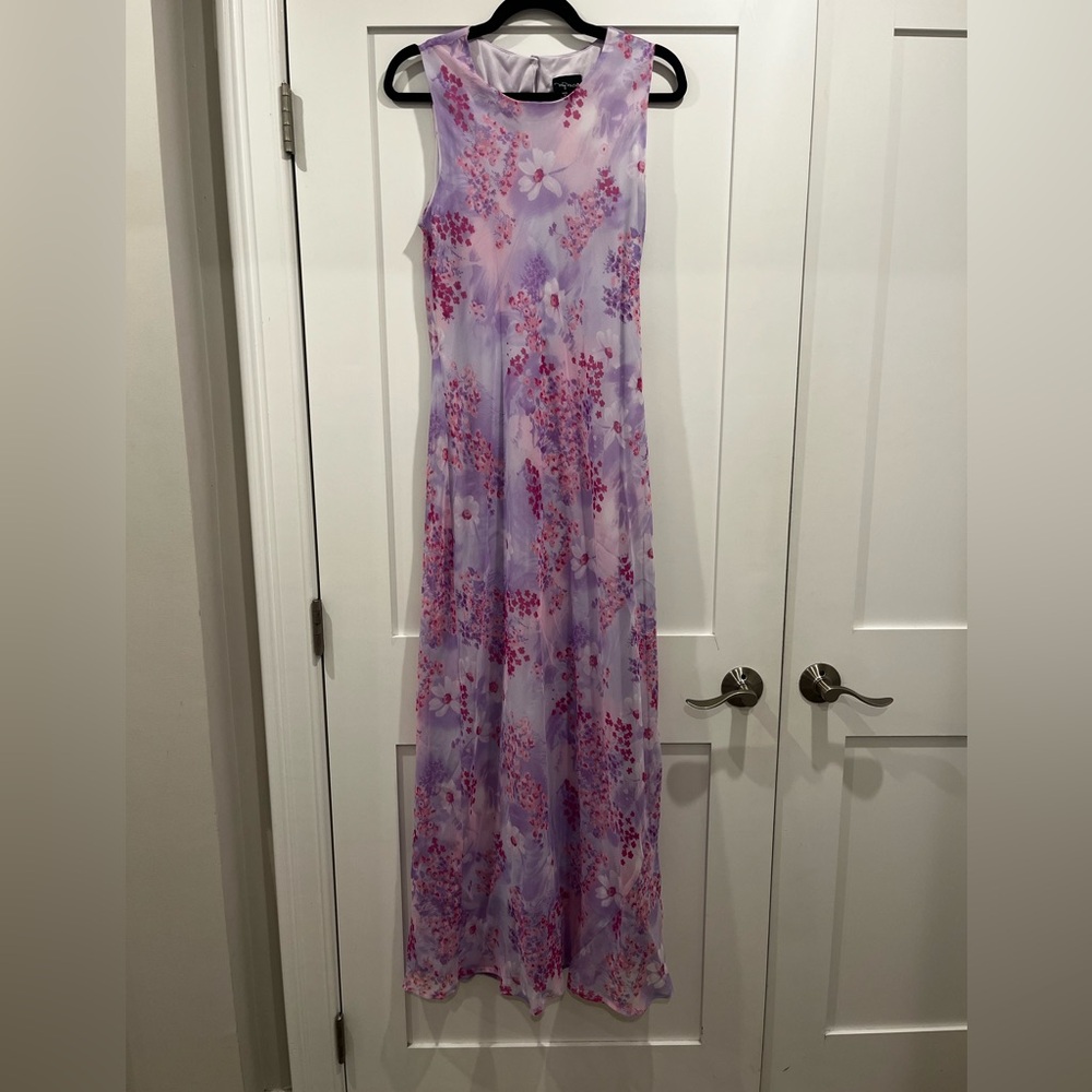 Y2K My Michelle Purple Floral Mesh Dress Fairycore Slip Dress Size 13/14 M/L